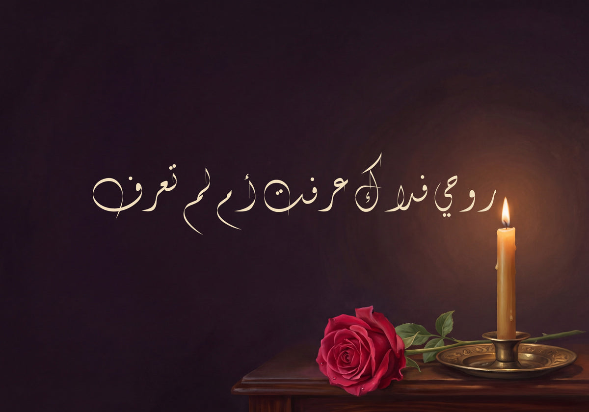 «روحي فداك عرفت أم لم تعرف»: العمل كما يُطبع، 50 × 35 سم
