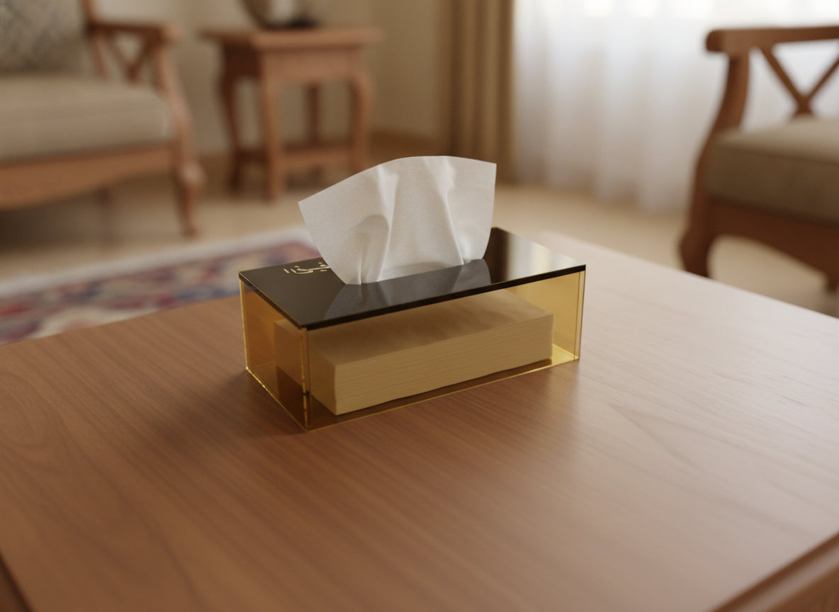 «الضيف عزيز» Ruq’ah calligraphy tissue box in use