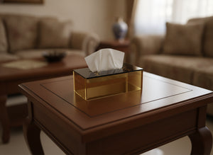 «سلام» tissue box in use