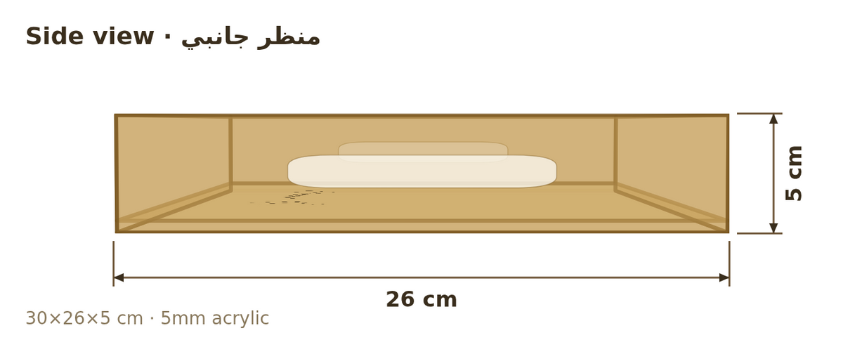 منظر جانبي مع المقاسات بالسنتيمتر