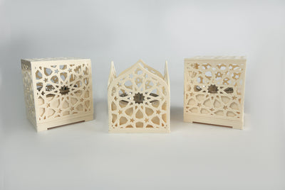 Set of three arabesque mabkhara incense burners, made to order by MASHQ