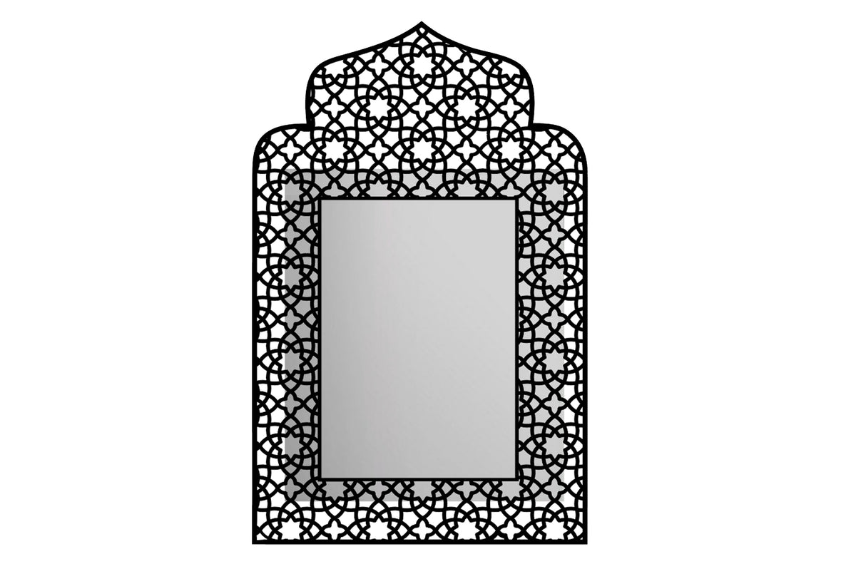 Arch-topped mirror in a pierced arabesque frame