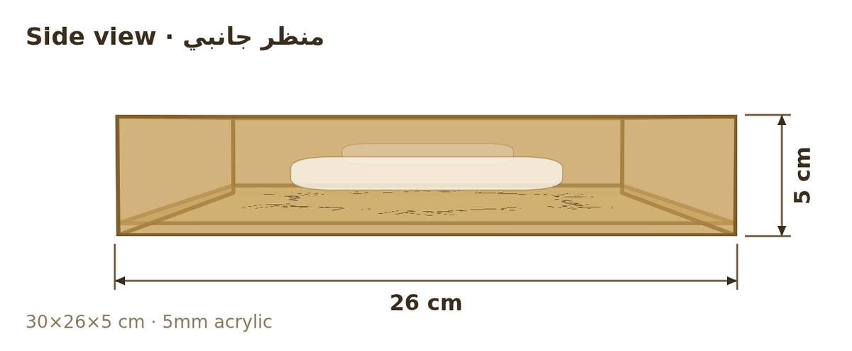 منظر جانبي مع المقاسات بالسنتيمتر